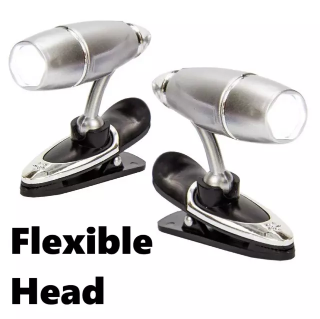 2x Mini Flexible Adjustable Portable Clip On Led Night Light Reading Lamp Clip