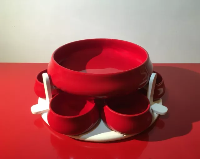 ARTEK TEAK SIC Servizio da Tavola Ceramica Rosso 6+1 1960 Vintage Tableware Set