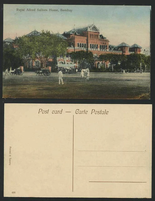 Bombay Old Postcard ROYAL ALFRED SAILORS HOME Cart TRAM