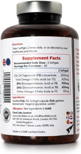 OMEGA -3 TG | Triglyceride Form | IFOS Certified | 900Mg EPA &amp; 600Mg ...