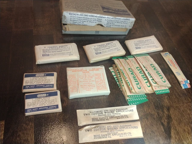 Vintage B&O Baltimore & Ohio Railroad First Aid Box Kit with original Contents