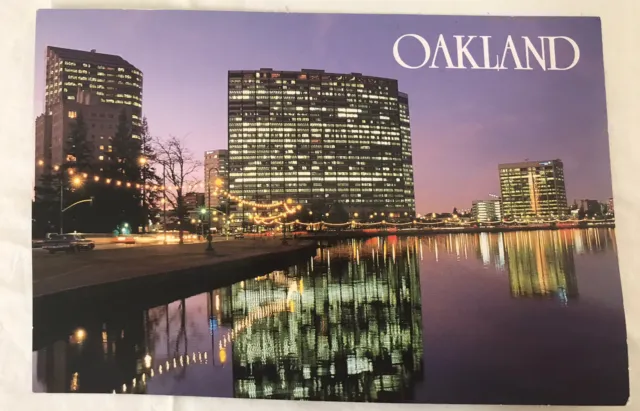 Oakland Postcard California Necklace Of Lights Lake Merritt Reflecting In Water