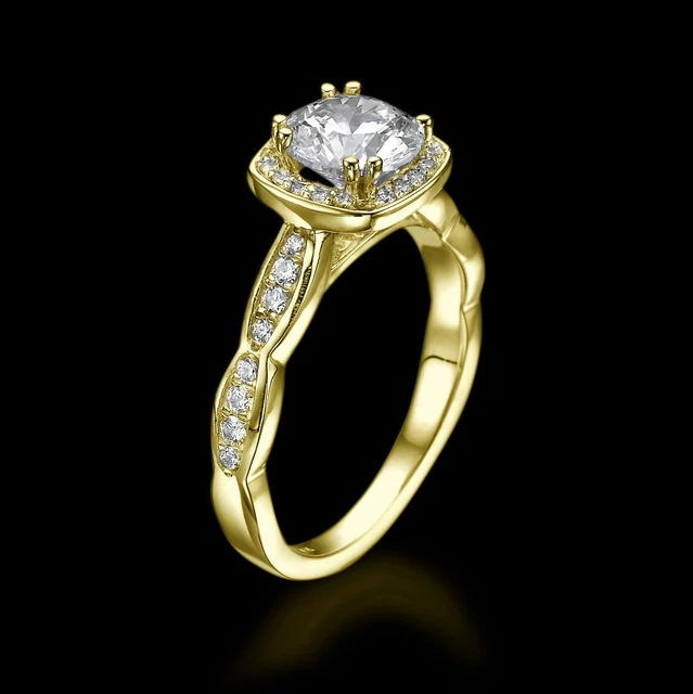 1.65 CT G/SI1 Elegant Round Cut Diamond & Lab Created Diamond Engagement Ring 18