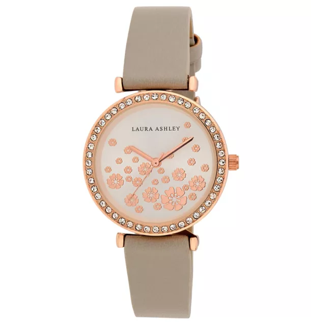 Laura Ashley Women's 32mm Flower Dial Vegan Leather Strap Watch (LA2083)