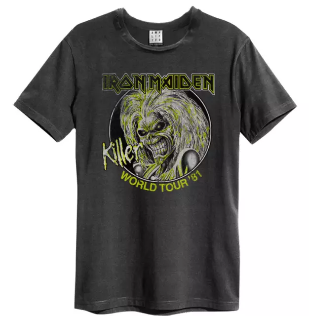 Amplified Unisexe T-Shirt Iron Maiden " Tueurs Monde Tour 81 " Charcoal