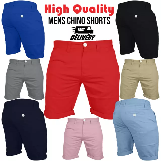 Mens Chino Shorts Combat 100% Cotton Work Fit Cargo Half Pant Summer Jeans New