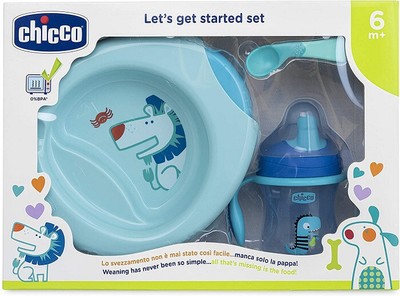 Prima Infanzia Piatti Posate per Bimbi Maschio Femmina Chicco CHICCO Set Pappa 6m 