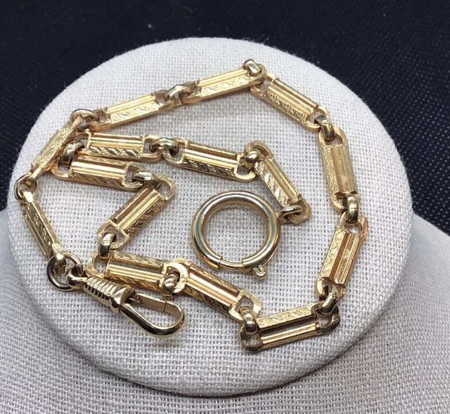 VINTAGE MENS GOLD Tone Costume Pocket Watch Chain 13" W757 24.99