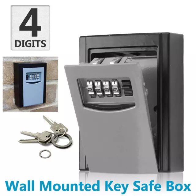 4 Digit Wall Mounted Weather Resistant Combination Key Safe Box Lock Storage
