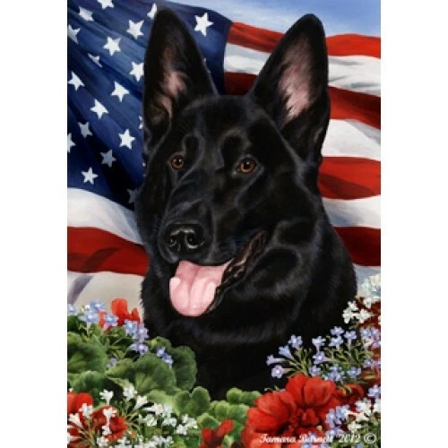 Patriotic (1) House Flag - Black German Shepherd 16091