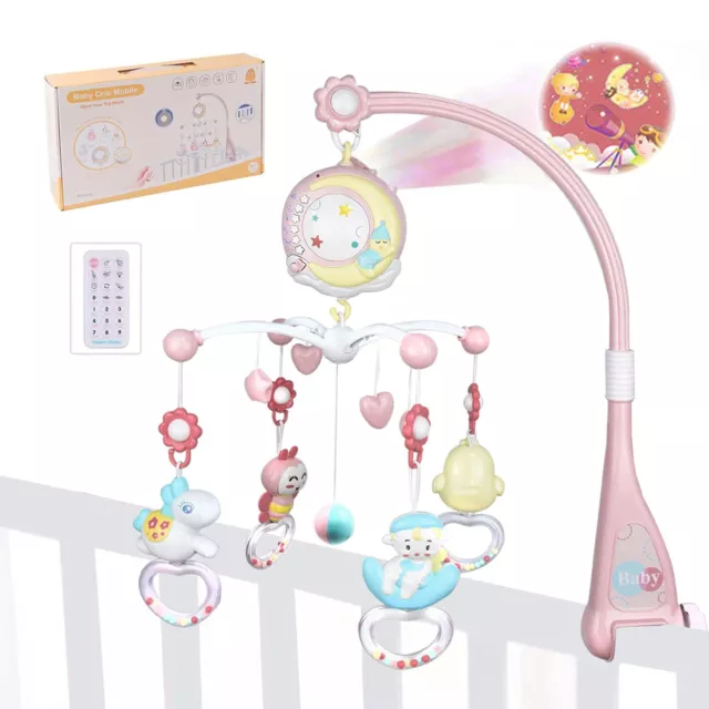Baby Musical Crib Mobile with Projector and Lights Hanging Rotating Rattles Toy