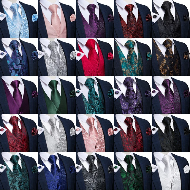 Mens Formal Wedding Waistcoat Paisley Floral Suit Vest Slim Tuxedo Silk Tie Set