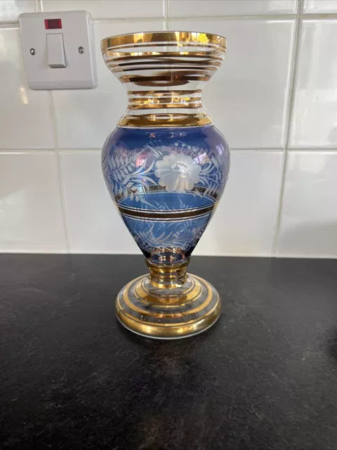 Vintage Glass Vase With 24K Gold Wrap