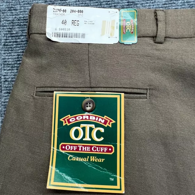 Corbin OTC Pleated Pants Mens 40x36 Green Raw Hem Irish Linen Blend Off The Cuff