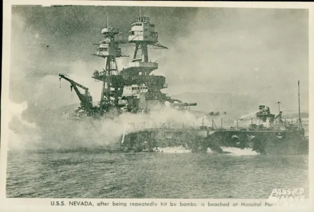 Dec 7, 1941 WWII Pearl Harbor Attack 5x7 Photo USS Nevada Beached