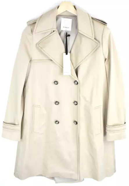 Pinko Trench Manteau Femmes Ue 44 Pic Revers Boutons Doublé Poches Mi Longueur