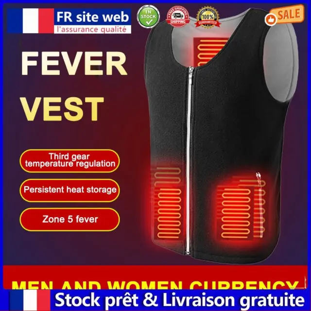 USB Smart Heated Vest Women Men Self Heating Jacket Coat 5 Heating Zone M-3XL fr