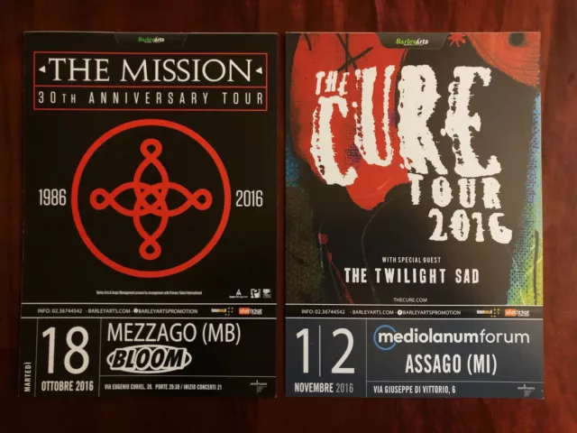 THE CURE + The mission Original Tour flyer 15x 21 cm Milano 2016