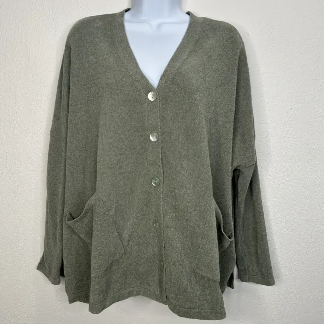 Wynne Lounge Oversized Cardigan Sweater XS Chenille Slouchy Pockets Sage Green