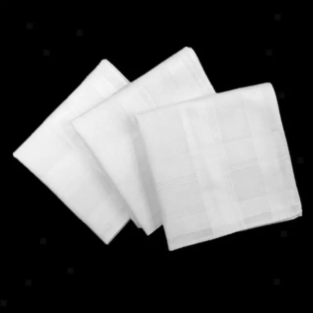 12Pcs Weiße Herren Taschentücher Stofftaschentücher 100% Baumwolle, 28x28 cm