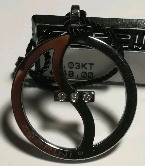 Pendentif Collier Zoppini Firenze Acier Inoxydable Et Caoutchouc - Réf U125.00050 - Neuf Avec étiquettes