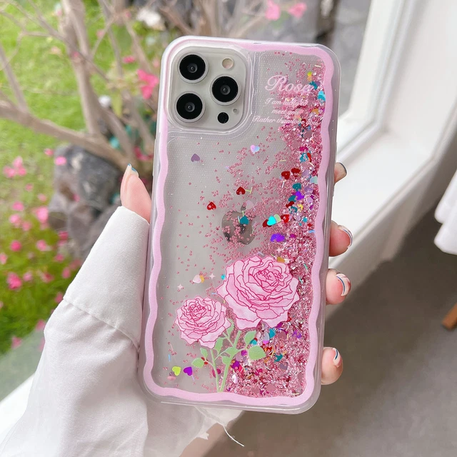 For Various Phone Bling Quicksand Fashion Flower Women Girl Soft Case Cover Back