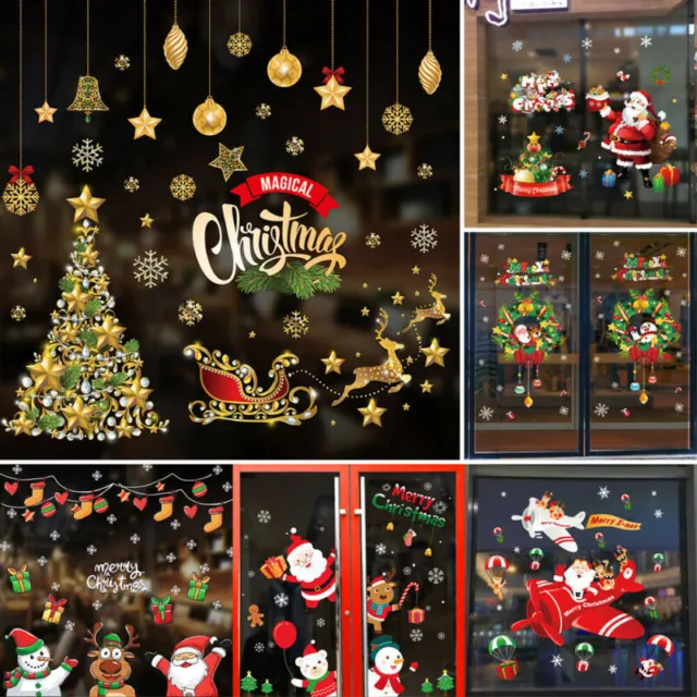 Christmas Window Stickers Reusable Xmas Decals Snowflakes Self Cling Wall Decor