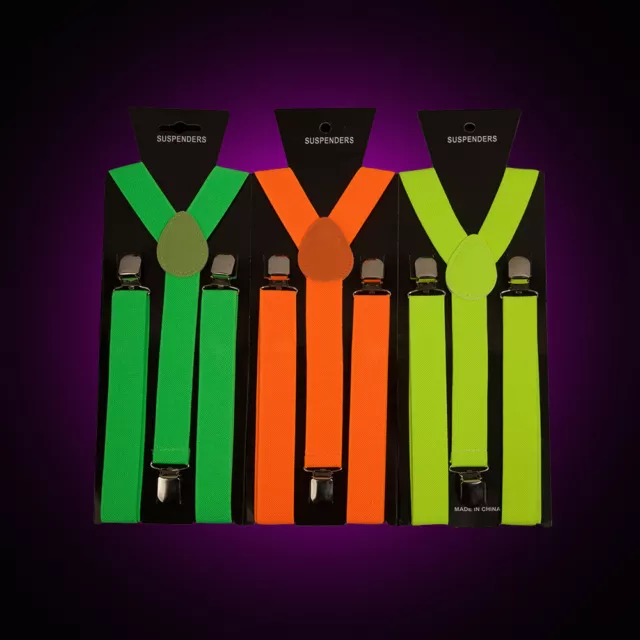 Neon Braces Fancy Dress Suspenders