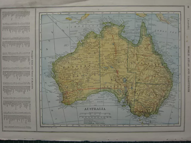 1926 Map ~ Australia New South Wales Queensland Victoria Principal Cities