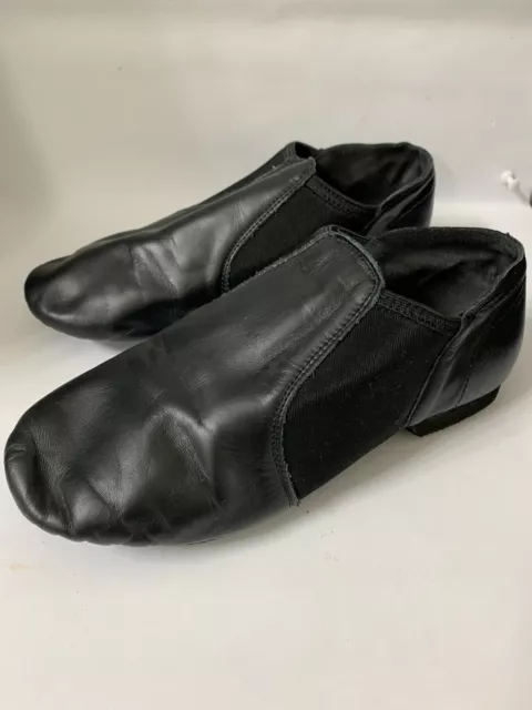 American Ballet Theatre JAZZ Shoes Girls 3.0 Black Leather Spotlights Slip on