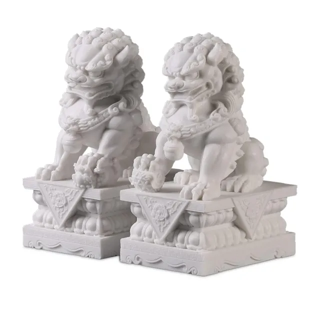 Pair of Foo Dogs,Fu Dogs,Buddha Dogs,Chinese Guardian Lions,Stone Sculpture 10cm
