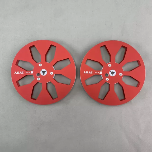 🏅 1 Pair Aluminum AKAI Red 7 1/4 Inch Take Up Reel For Open Reel Tape Recorders