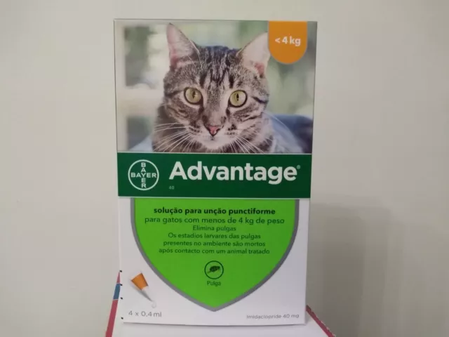 ADVANTAGE¹40 anti puces chat/cat moins 4 kg Flea Treatment boite de 4 pipettes