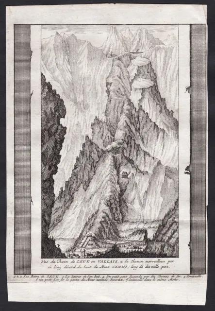 Leukerbad Leuk Kanton Wallis Schweiz Suisse Kupferstich gravure Ruchat 1720