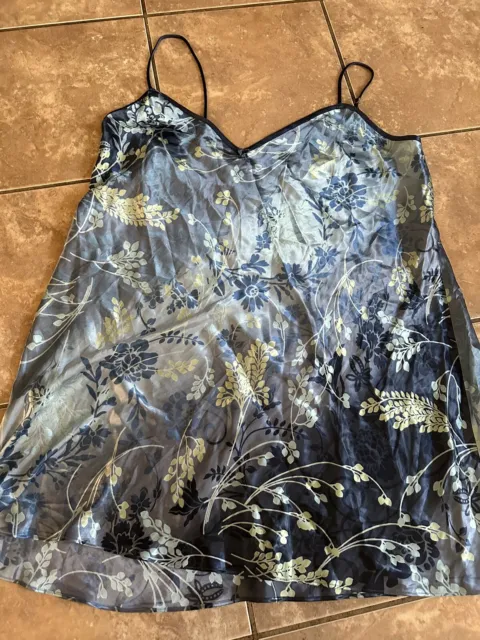 Secret Treasures 3X Satin Slip Gown Sleepwear Printed Blue