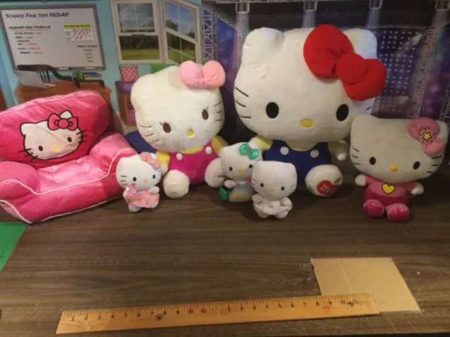 Hello Kitty Sanrio Plush Lot Stuffed Animals  15" to 10"to 5” Small Med Large