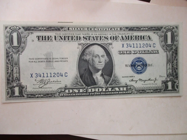 Nice Rare 1935 A One Silver Dollar Blue Seal Silver Certificate Note
