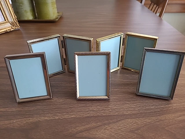 Wallet Size 2"x3" Gold Tone Metal Frames Vintage School Picture Lot Of 5