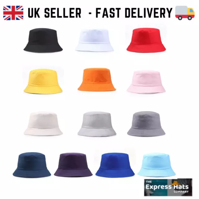 Adult/Girls/Boys 100% Cotton Quality Rain / Sun Bucket Hats - Reversible