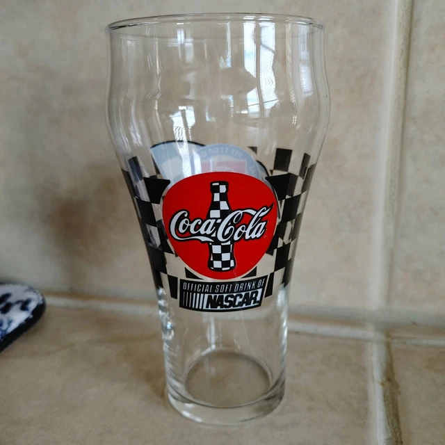 Vintage Coke Nascar Checkered Drinking Glass