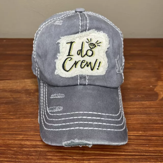 C.C Women's Solid Color I Do Crew Distressed Cotton Baseball  Hat Ballcap Gray