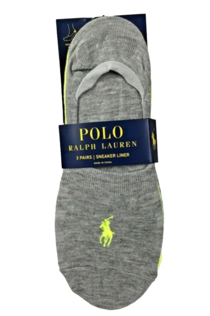 POLO RALPH LAUREN Women's 3-Pack Sneaker Liner Socks Fits Shoe Size (4-10.5)