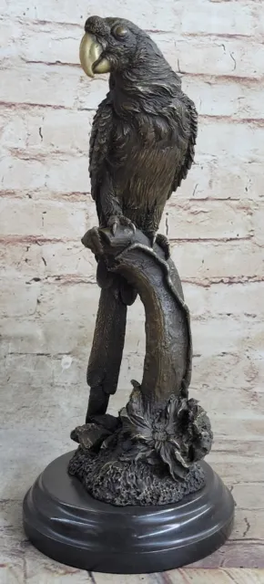 Contemporáneo Romántico Loro Coleccionista Edición Bronce Escultura Estatua