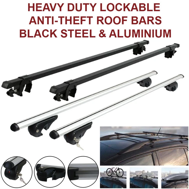 ALUMINIUM & BLACK Steel Heavy Duty Lockable Anti-Theft Roof Rack ...