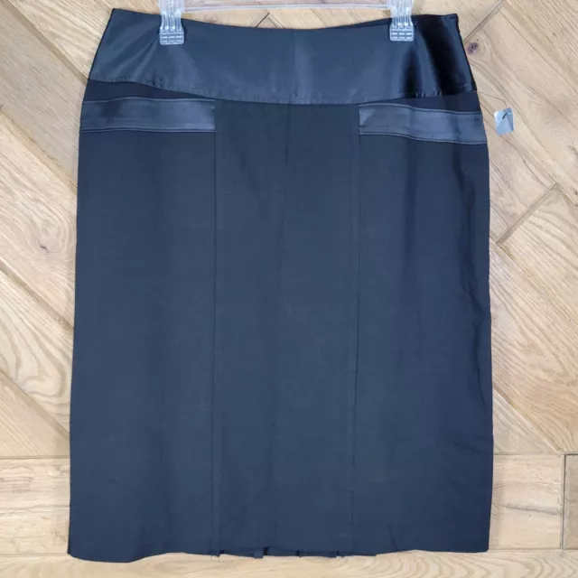 Worthington Womens Pencil Skirt Pleated Back Knee Length Side Zip Size 14 Black