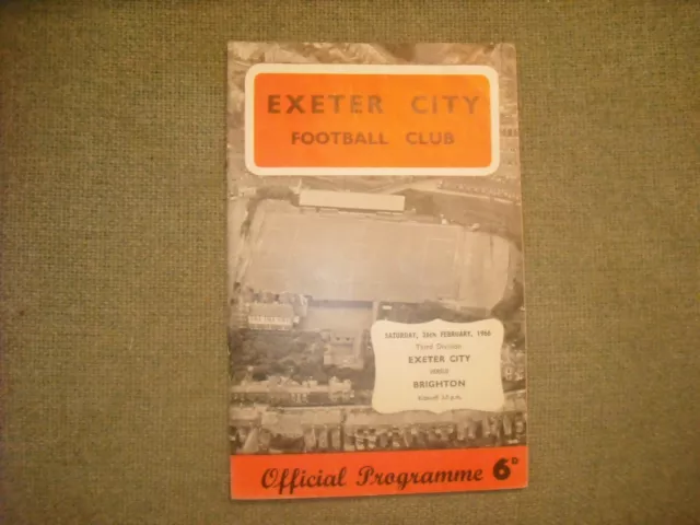 Exeter City  V  Brighton  (Div 3)  26-2-66  Rare Postponed Issue