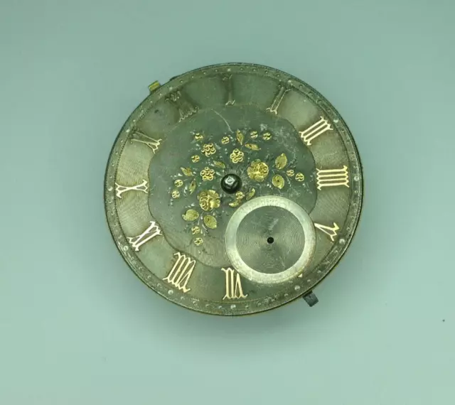 Antique Fusee Pocket Watch Movement - Fusee Chain Intact - Silver & Gold Dial