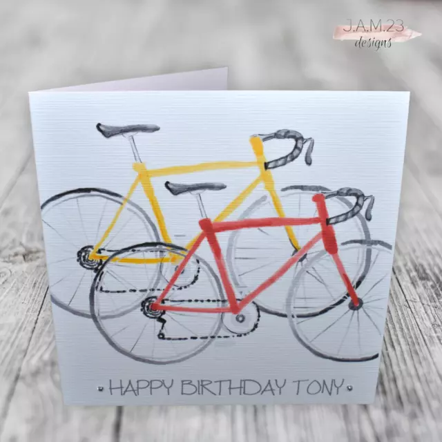 Personalised Male Racer Bike Birthday Card Friend Dad Husband Brother Son Uncle