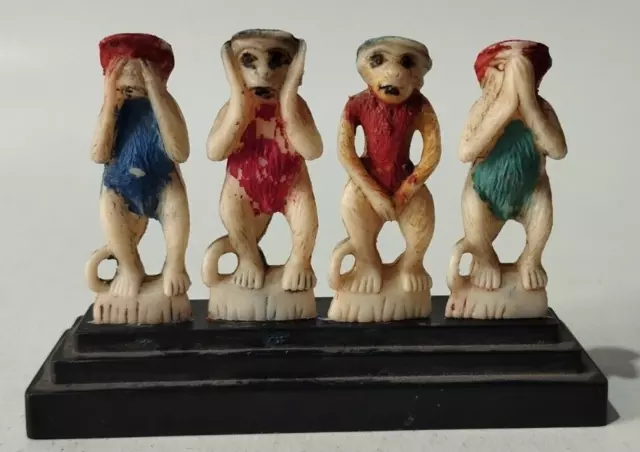 Vintage Four Wise Monkeys Animal Statue - Do No, Hear No, See No, Speak No Evil