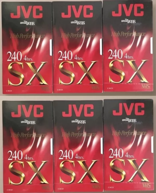 6x JVC SX 240 High Performance Blank VHS video tapes - NEW AND SEALED